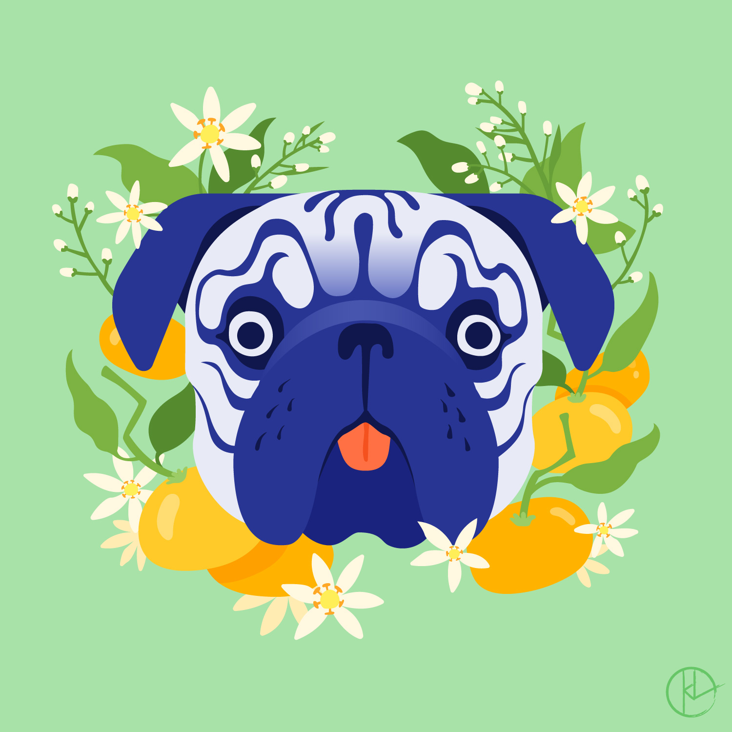 Pug illustration for Year of the Dog show